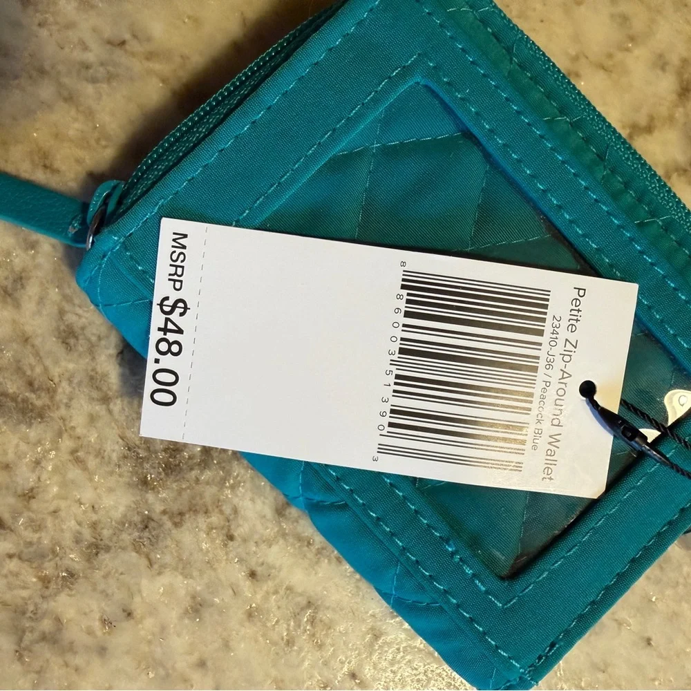 Vera Bradley Teal Quilted Zip-Around Wallet - Picture 4 of 4